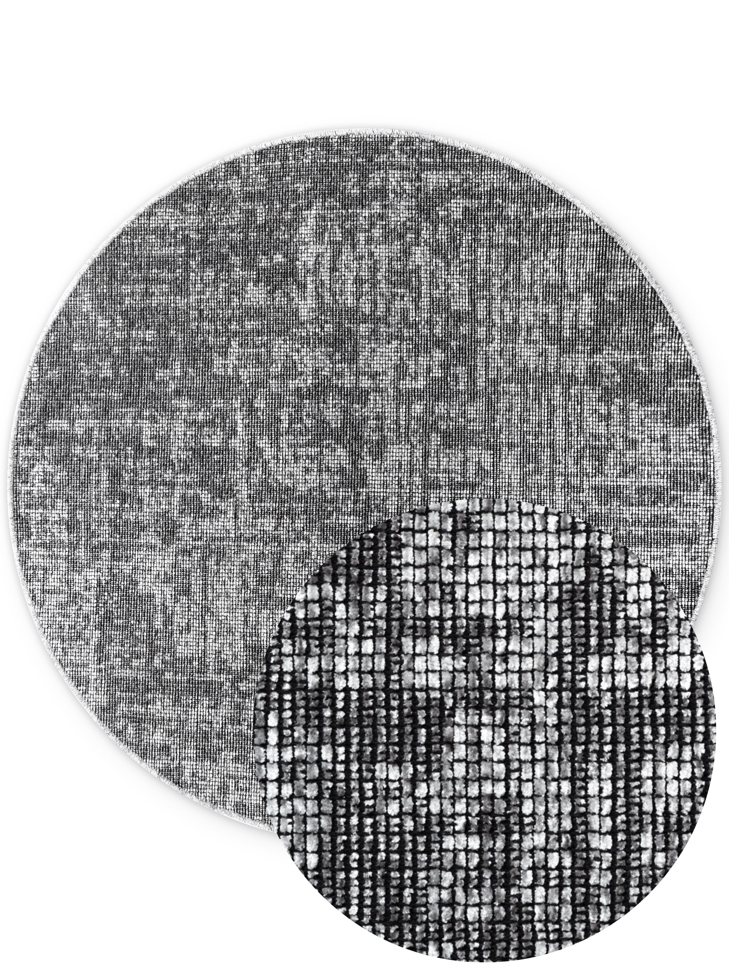 Elle Decoration Brilliance Rond Laagpolig Vloerkleed Zilver Grijs