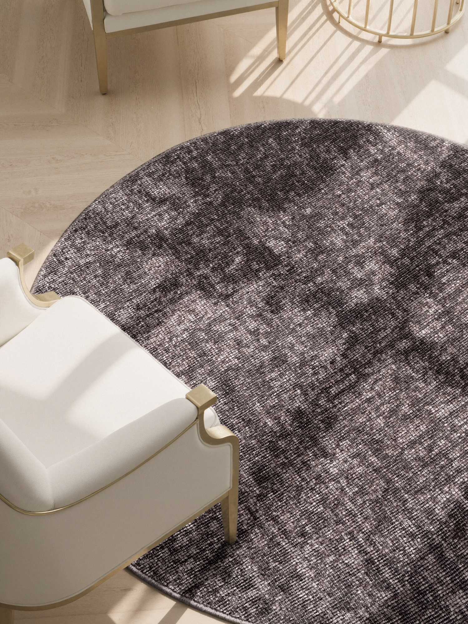 Elle Decoration Brilliance Laagpolig Rond Vloerkleed Bruin