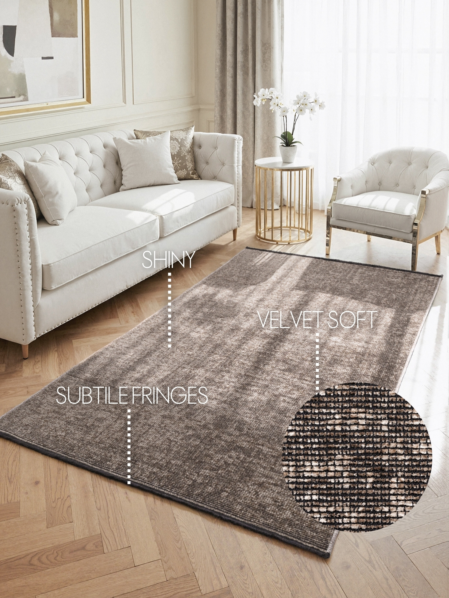 Elle Decoration Brilliance Laagpolig Vloerkleed Beige