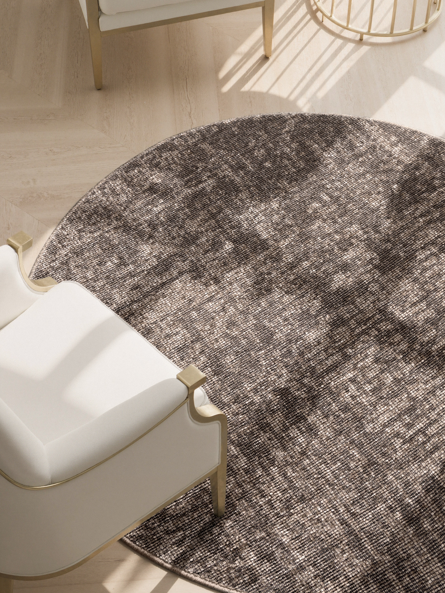 Elle Decoration Brilliance Rond Laagpolig Vloerkleed Beige