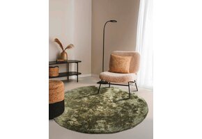 Elle Decoration Cosy Rond Hoogpolig Vloerkleed Groen