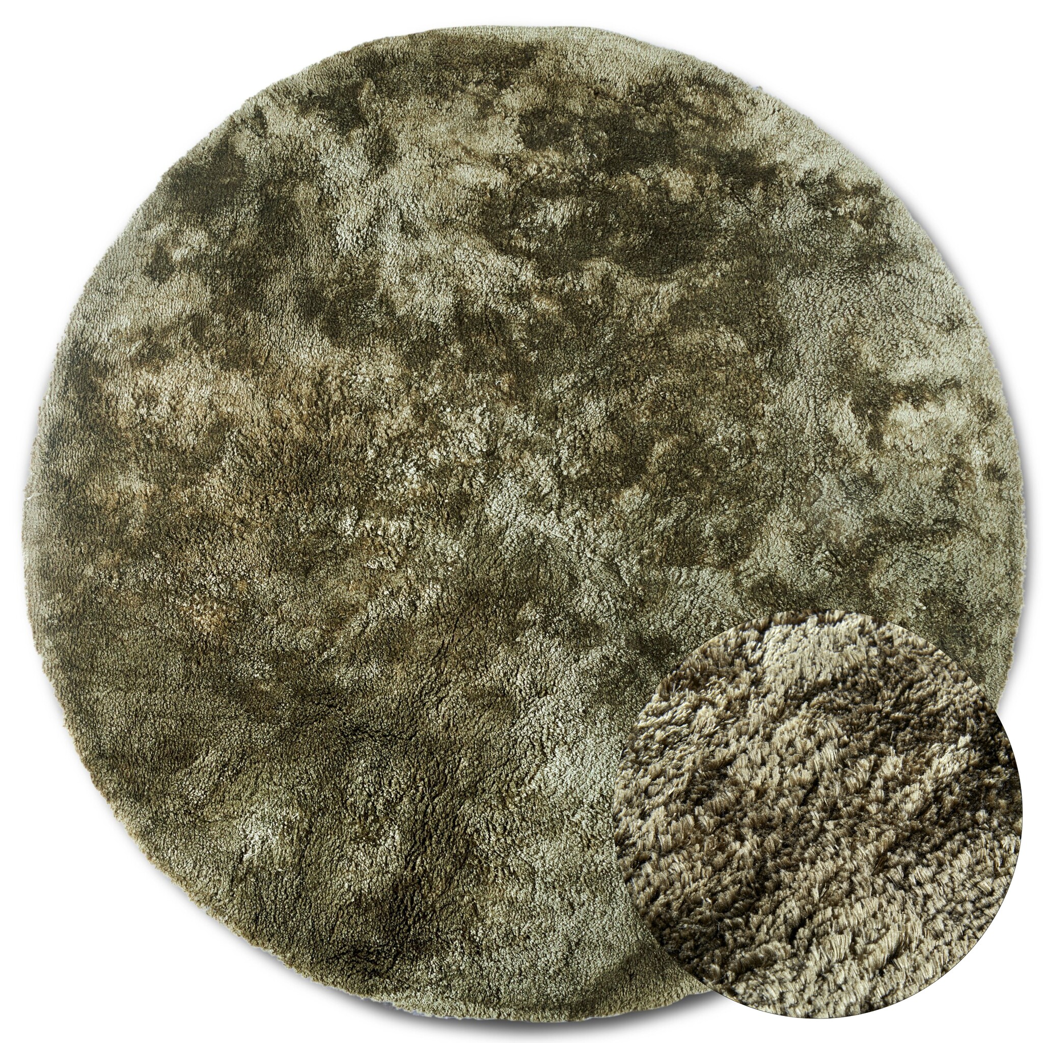 Elle Decoration Cosy Rond Hoogpolig Vloerkleed Groen