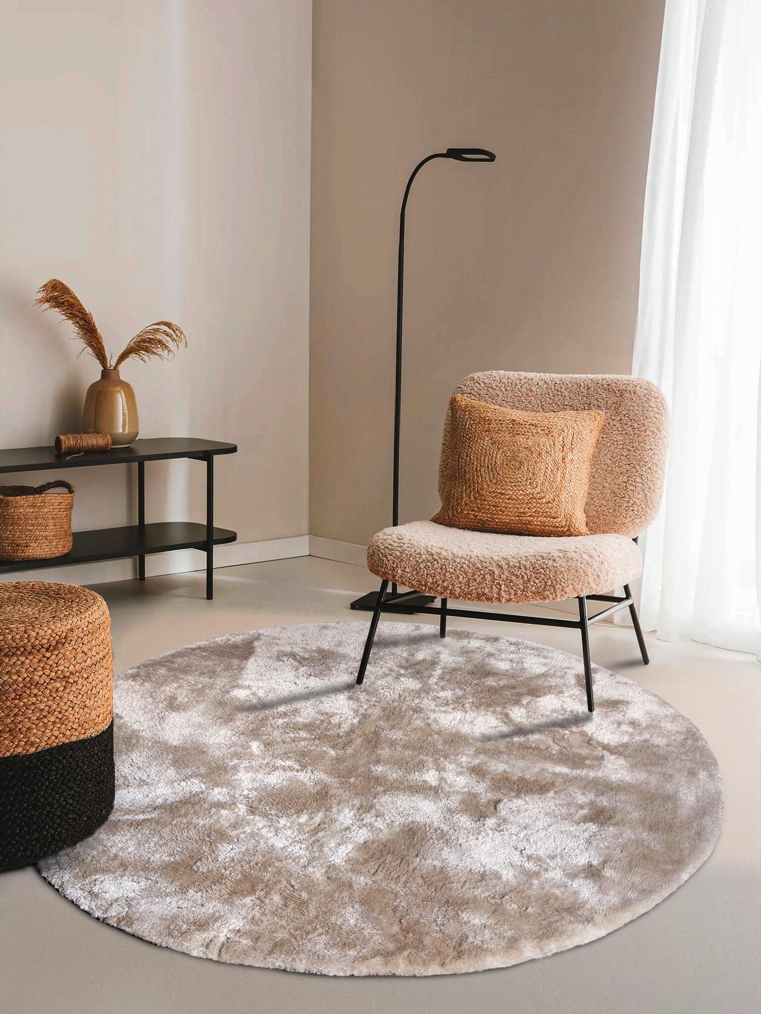 Elle Decoration Cosy Rond Hoogpolig Vloerkleed Creme