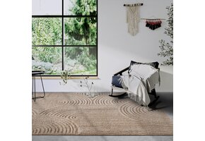 Elle Decoration Japandi Hoogpolig Vloerkleed Beige
