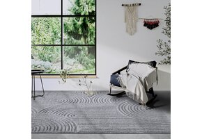 Elle Decoration Japandi Hoogpolig Vloerkleed  Grijs