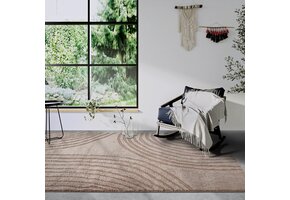 Elle Decoration Japandi Hoogpolig Vloerkleed Beige