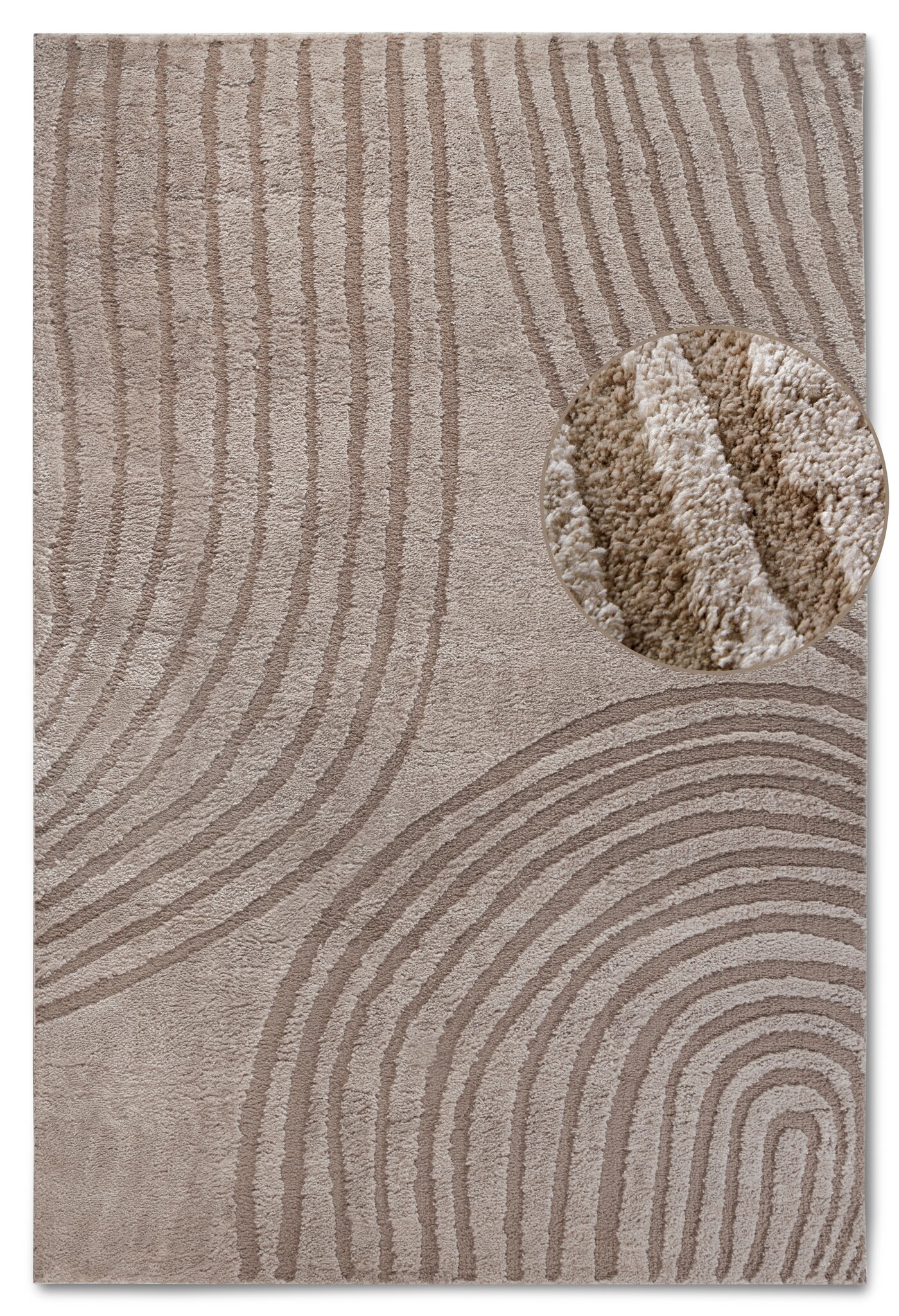 Elle Decoration Japandi Hoogpolig Vloerkleed Beige