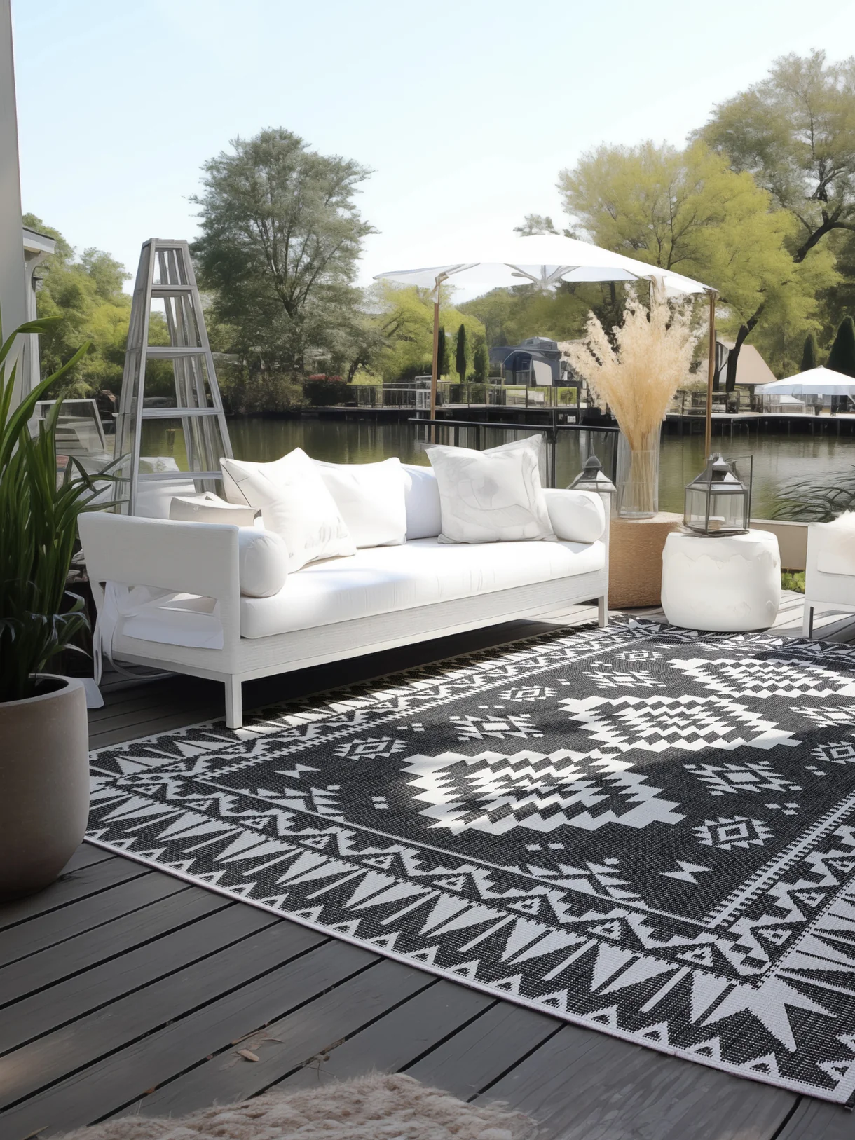 Elle Decoration Gemini Buitenkleed Dubbelzijdig Vloerkleed Zwart