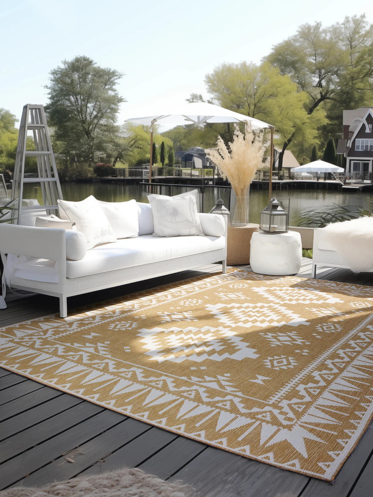 Elle Decoration Gemini Buitenkleed Dubbelzijdig Vloerkleed Geel