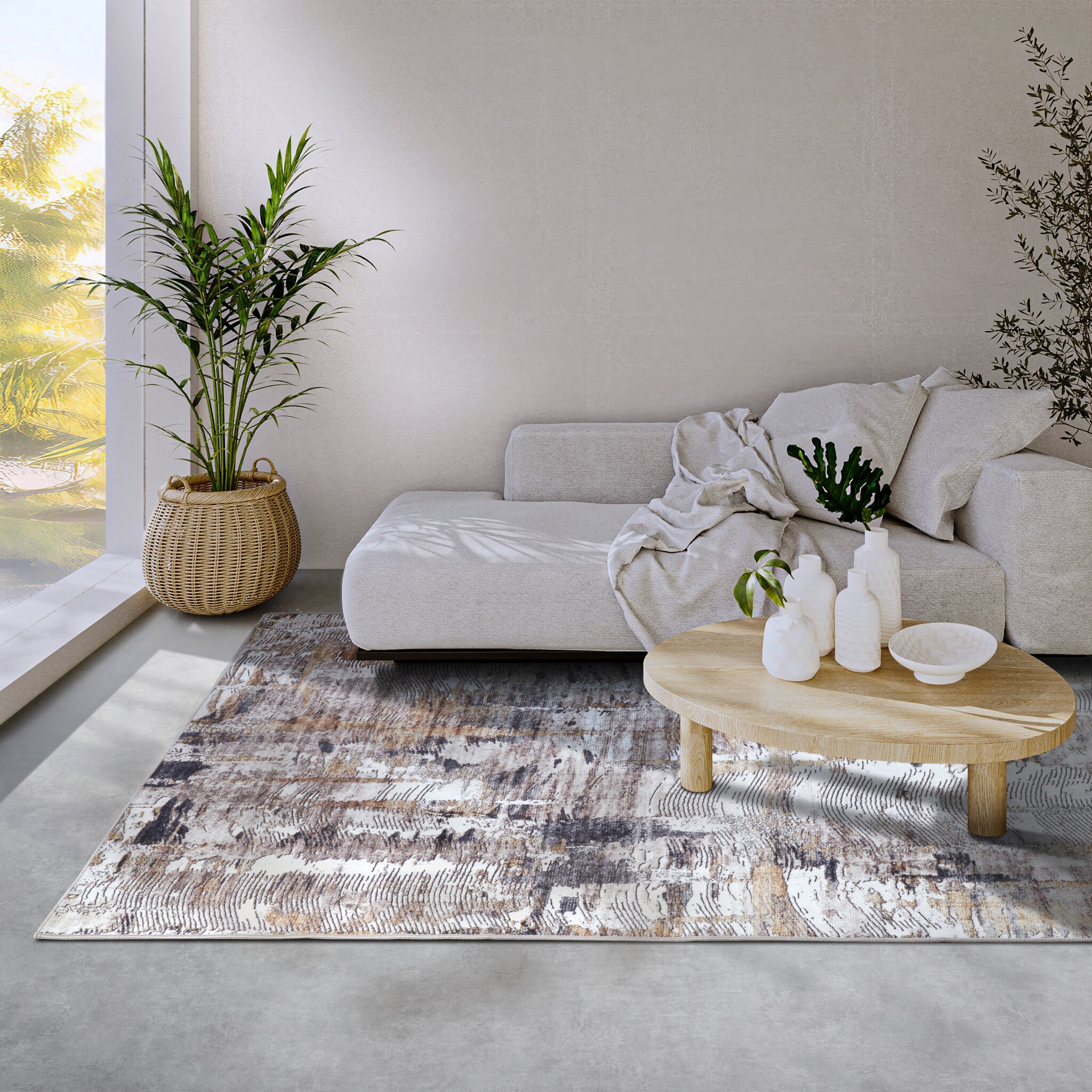 Elle Decoration Saveh Laagpolig Vloerkleed Antraciet Goud