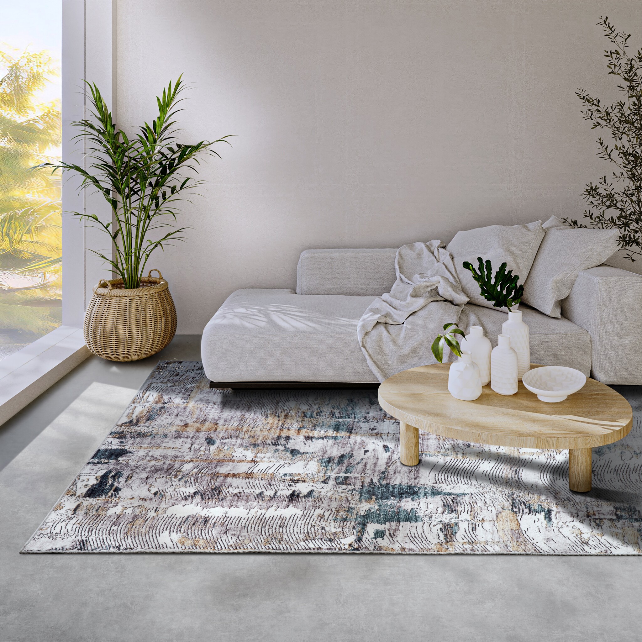 Elle Decoration Saveh Laagpolig Vloerkleed  Goud