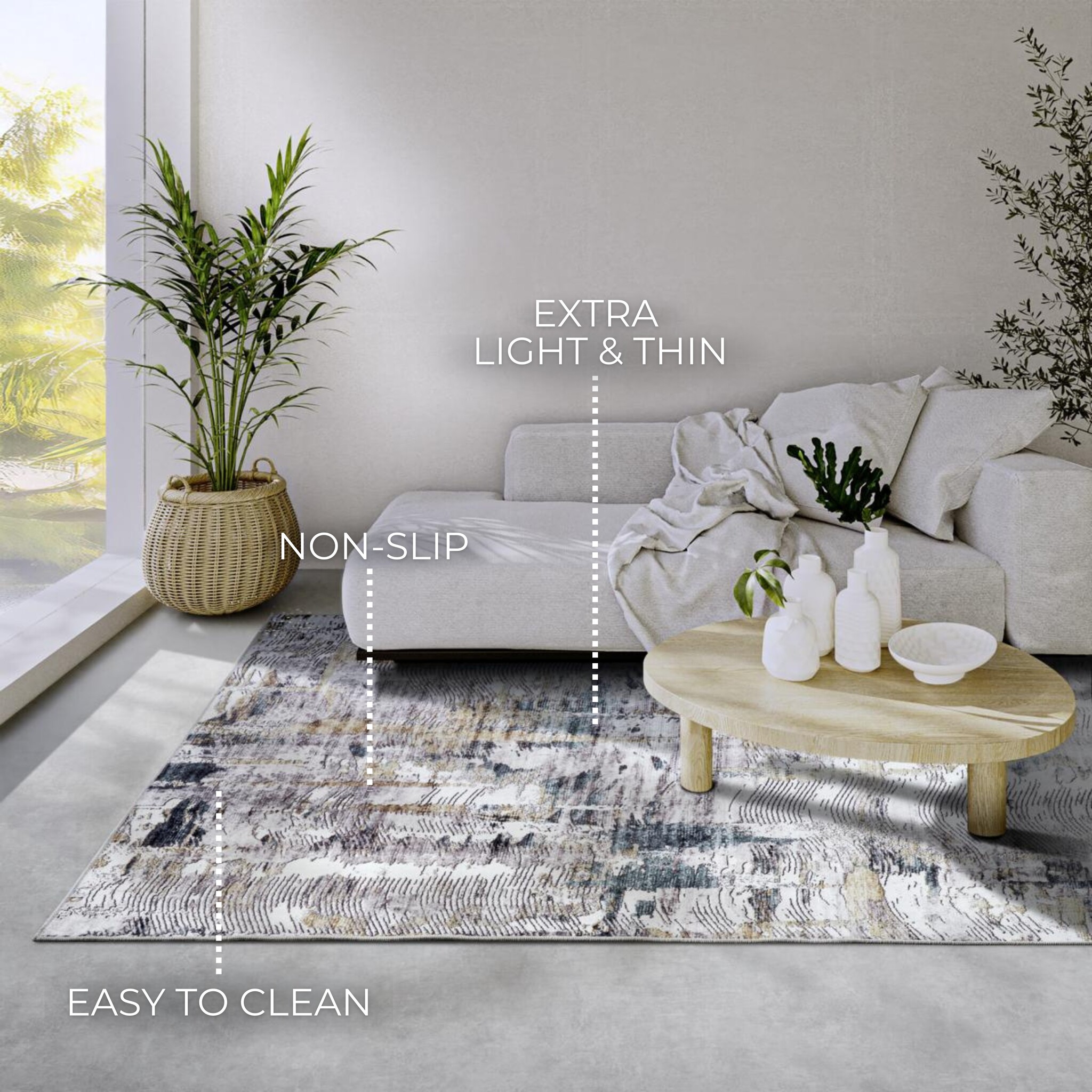 Elle Decoration Saveh Laagpolig Vloerkleed  Goud