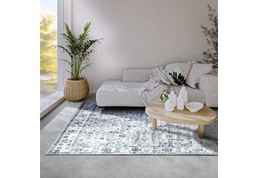 Elle Decoration Saveh Laagpolig Vloerkleed Creme Blauw