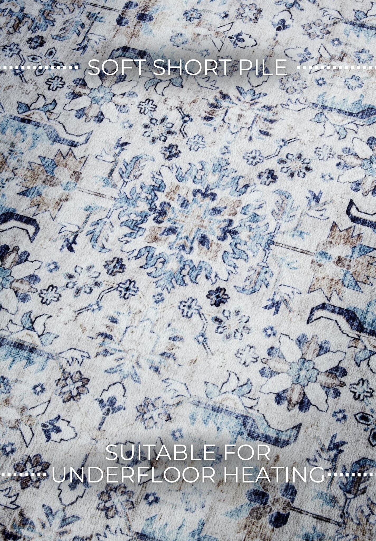 Elle Decoration Saveh Laagpolig Vloerkleed Creme Blauw