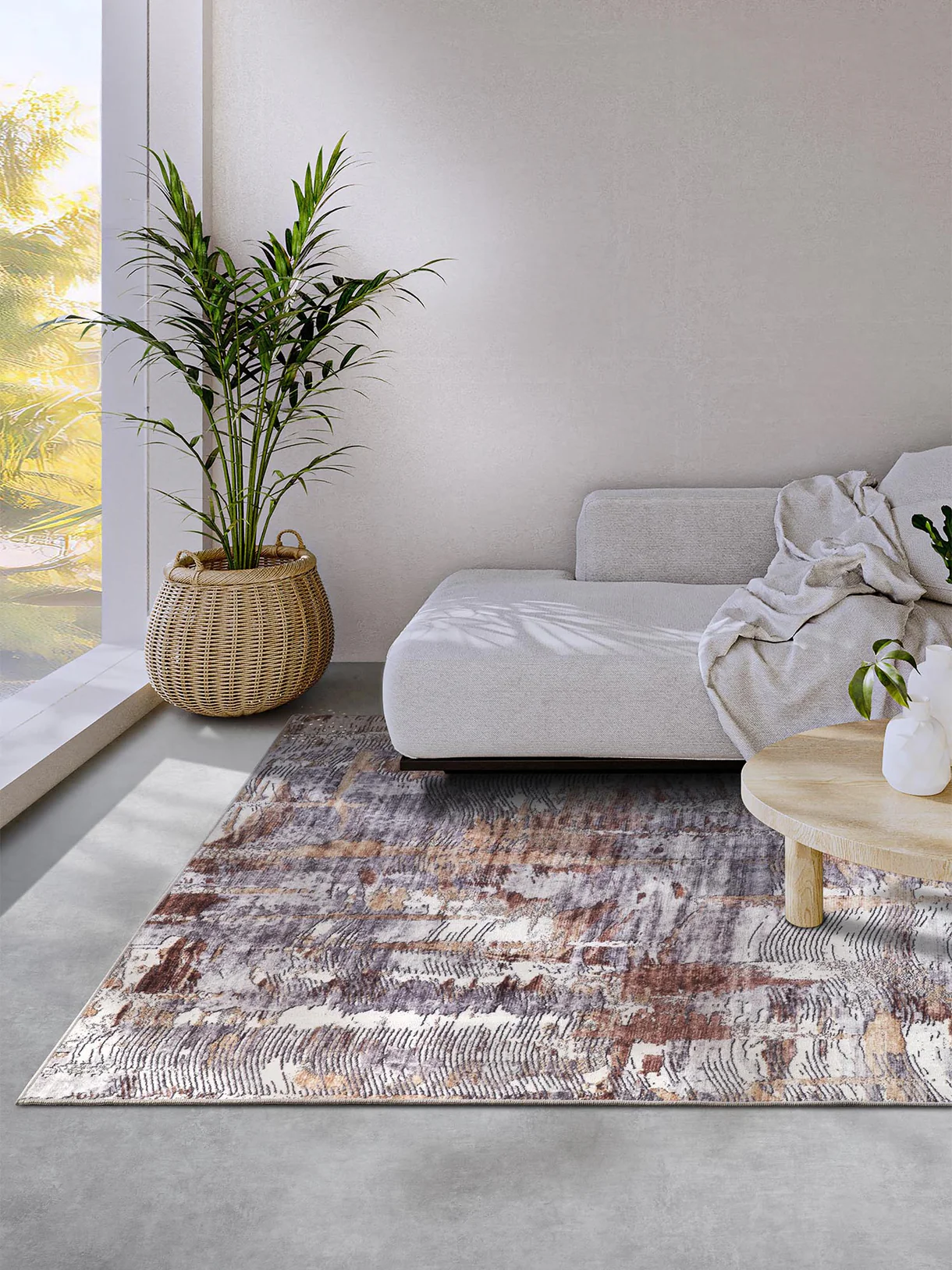 Elle Decoration Saveh Laagpolig Vloerkleed Koper Goud