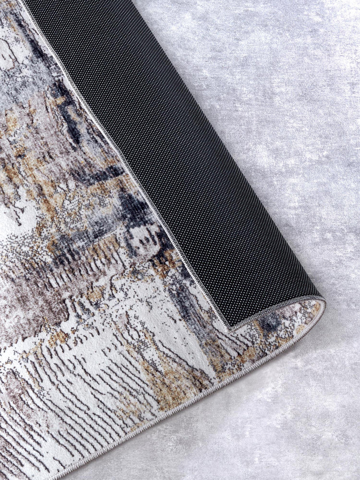 Elle Decoration Saveh Laagpolig Vloerkleed Antraciet Goud