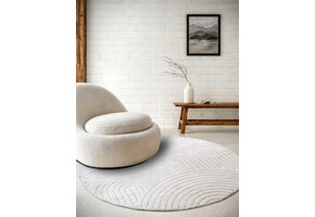 Elle Decoration New York Japandi Rond Vloerkleed Wit