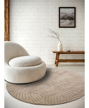 Elle Decoration New York Japandi Rond Vloerkleed Beige