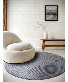 Elle Decoration New York Japandi Rond Vloerkleed Antraciet
