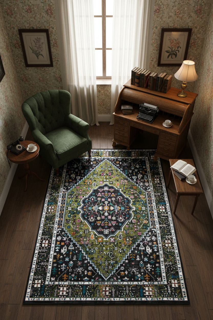 Picasso Paloma Vintage Vloerkleed - Multi / Groen - Laagpolig