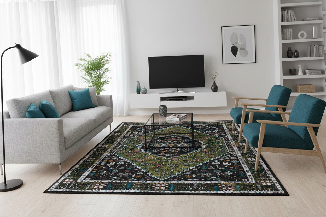 Picasso Paloma Vintage Vloerkleed - Multi / Groen - Laagpolig