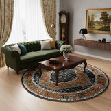 Picasso Paloma Rond Vintage Vloerkleed - Multi / Geel - Laagpolig