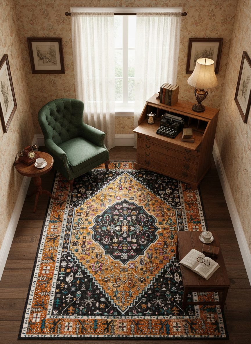 Picasso Paloma Vintage Vloerkleed - Multi / Geel - Laagpolig