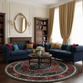 Picasso Paloma Rond Vintage Vloerkleed - Terra / Oranje - Laagpolig