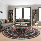 Picasso Paloma Rond Vintage Vloerkleed - Terra / Oranje - Laagpolig