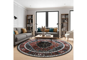 Picasso Paloma Rond Vintage Vloerkleed - Terra / Oranje - Laagpolig