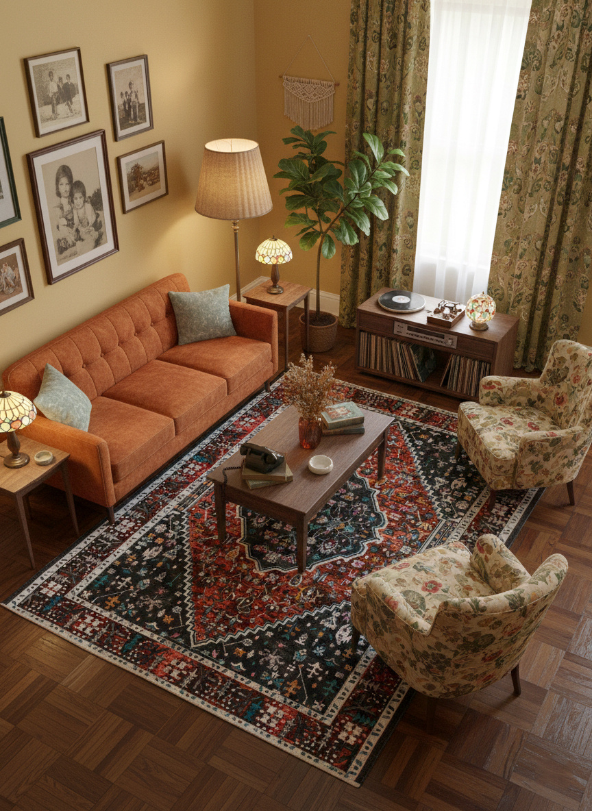 Picasso Paloma Vintage Vloerkleed - Terra / Oranje - Laagpolig