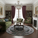 Picasso Paloma Rond Vintage Vloerkleed - Grijs - Laagpolig