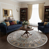 Picasso Bellagio Rond Vintage Vloerkleed - Multi / Creme - Laagpolig