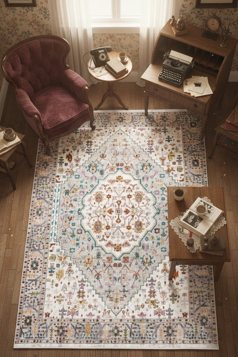 Picasso Bellagio Vintage Vloerkleed - Multi / Creme - Laagpolig