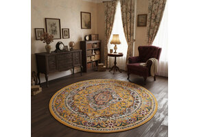 Picasso Sedona Rond Vintage Vloerkleed - Multi / Geel - Laagpolig