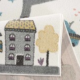 Anime Kids Rond Vloerkleed Kinderkamer Creme Multi