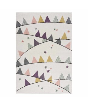 Anime Kids Rond Vloerkleed Kinderkamer Creme Multi