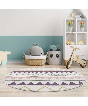 Anime Kids Rond Vloerkleed Kinderkamer Creme Multi