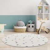 Anime Kids Rond Vloerkleed Kinderkamer Creme