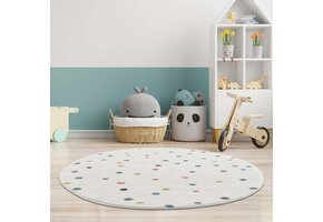 Anime Kids Rond Vloerkleed Kinderkamer Creme