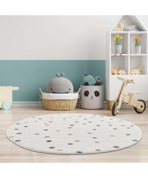 Anime Kids Rond Vloerkleed Kinderkamer Creme