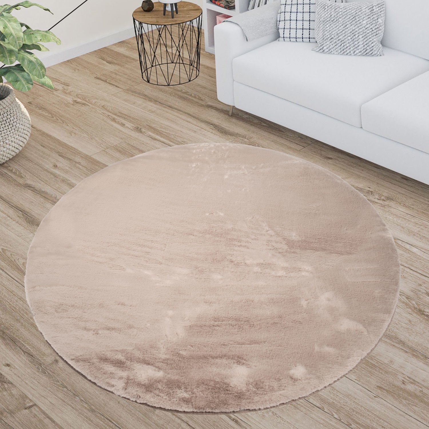 Fluffy Rond Vloerkleed Taupe