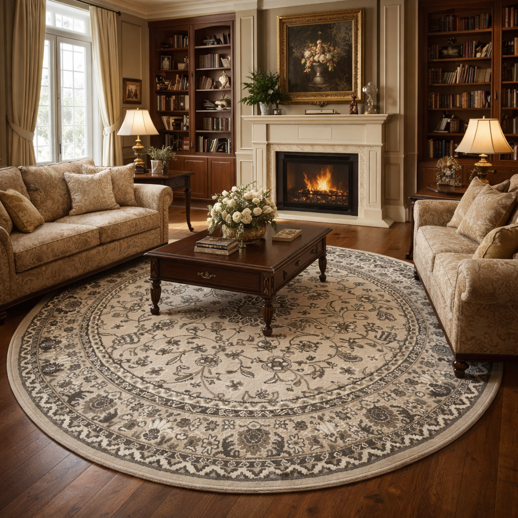 Nain Klassiek - Rond - Laagpolig Oosters Vloerkleed - Vintage Tapijt - Creme