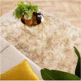 Glorious Hoogpolig Effen Fluweel Vloerkleed Champagne