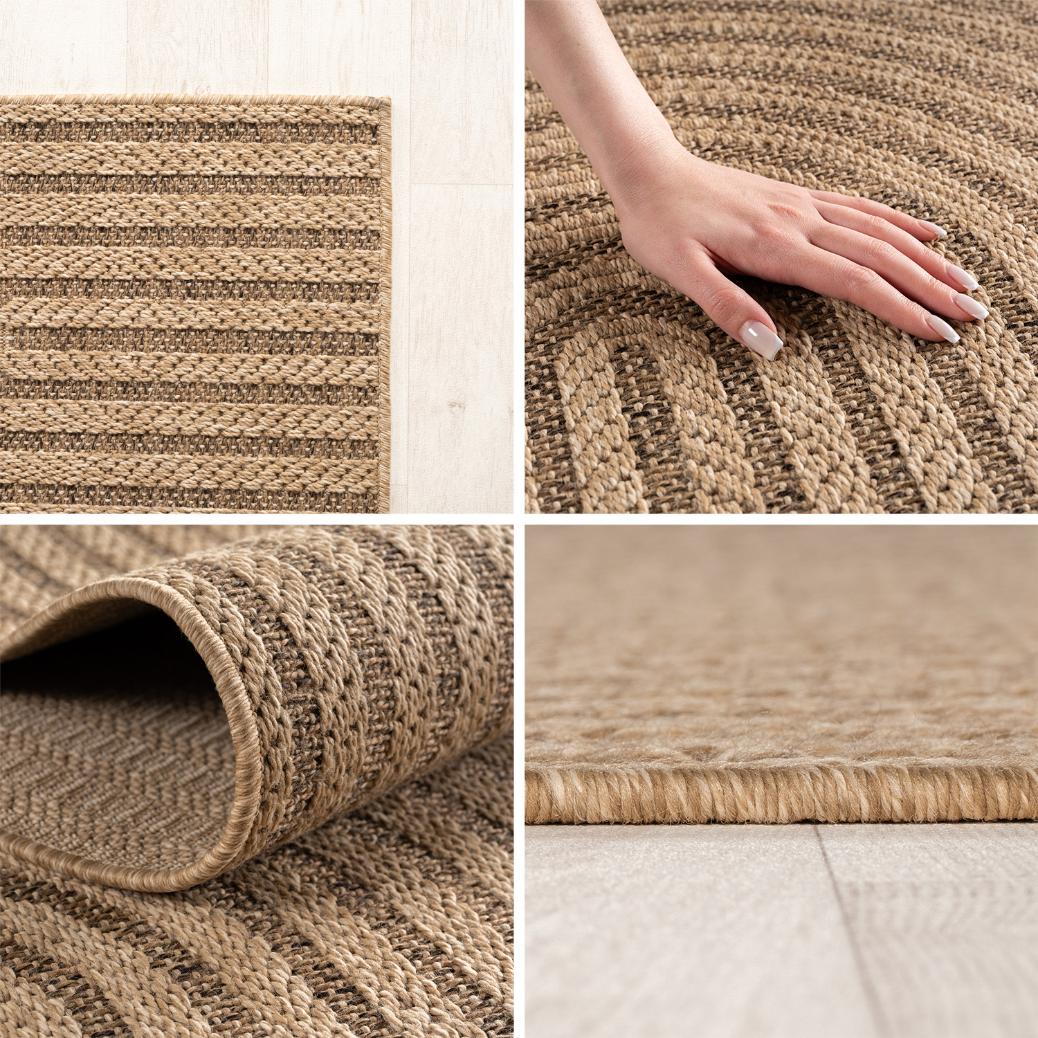 Timber Rond Japandi Buitenkleed – Jute Look – Weerbestendig – Beige