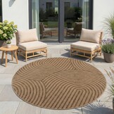 Timber Rond Japandi Buitenkleed – Jute Look – Weerbestendig – Beige
