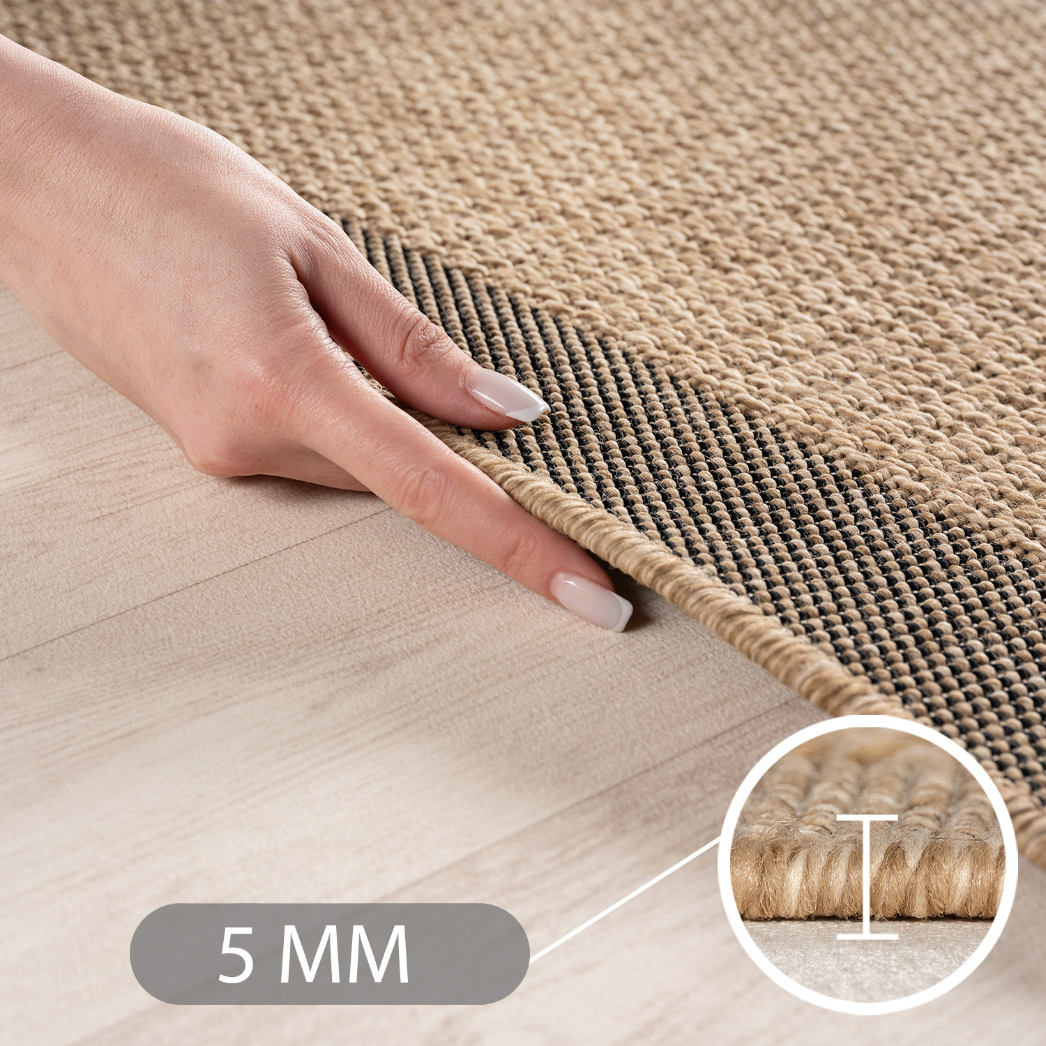 Timber Solid Rond Buitenkleed – Jute Look – Weerbestendig – Beige