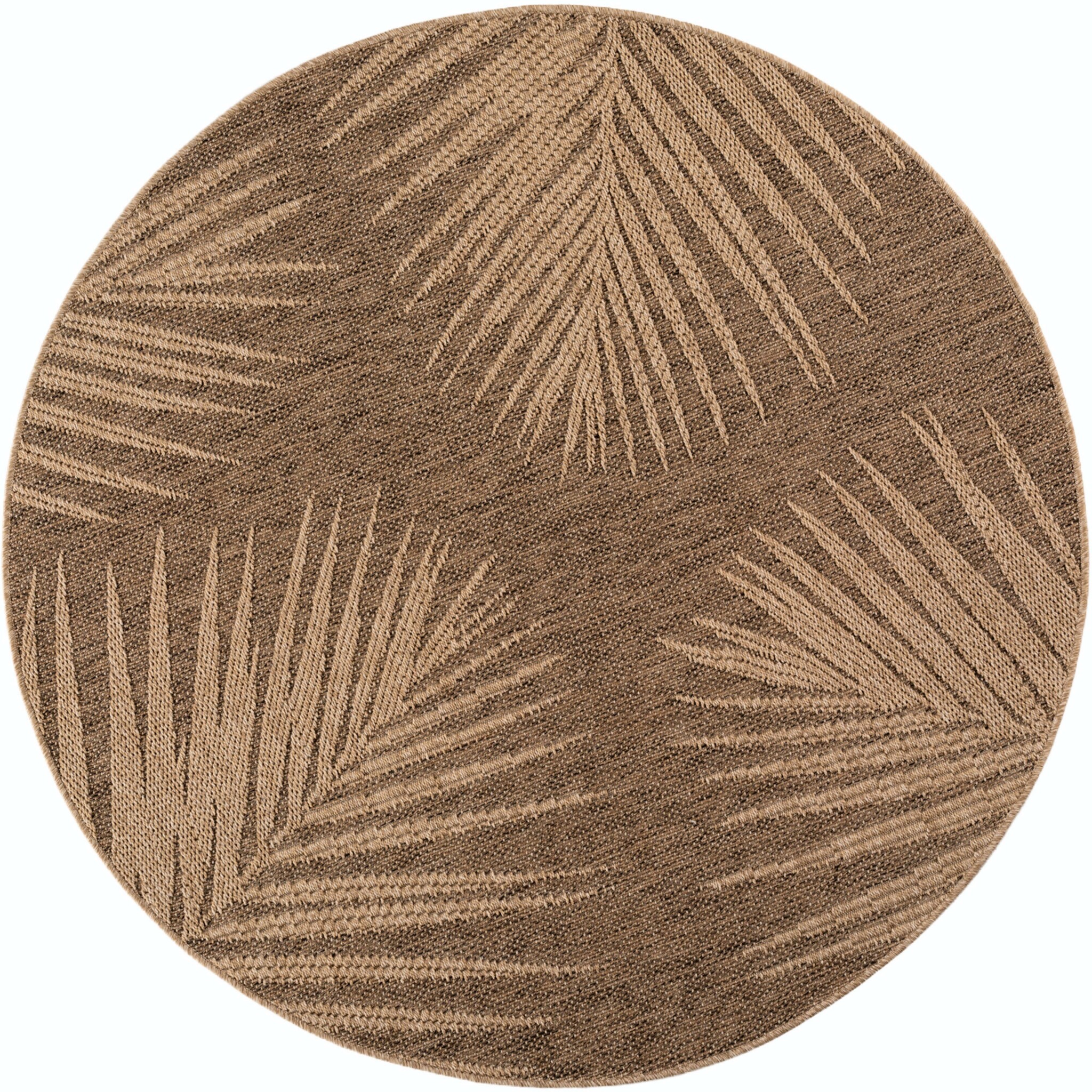 Timber Floral Rond Buitenkleed – Jute Look – Weerbestendig – Beige