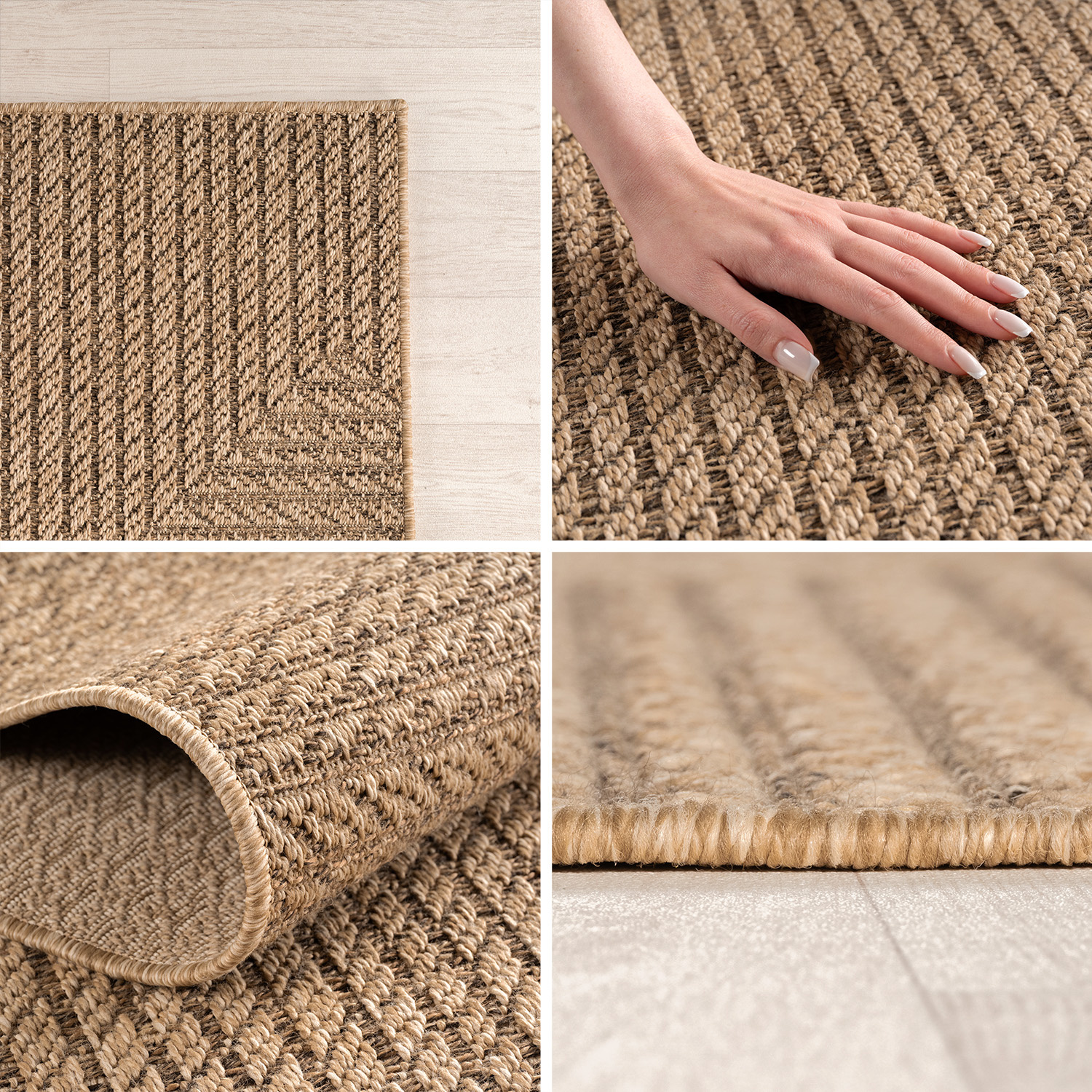 Timber Japandi Rond Buitenkleed – Jute Look – Weerbestendig – Beige