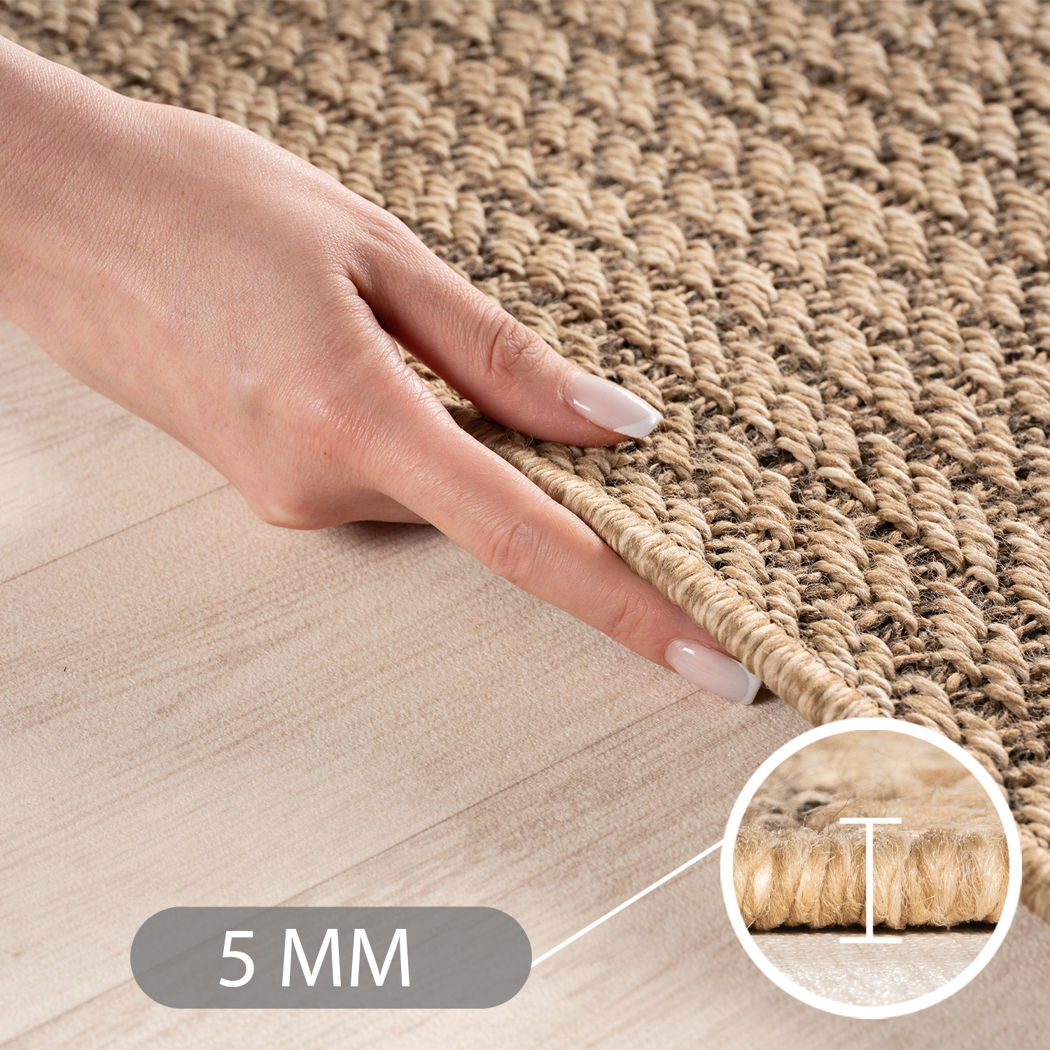 Timber Japandi Rond Buitenkleed – Jute Look – Weerbestendig – Beige